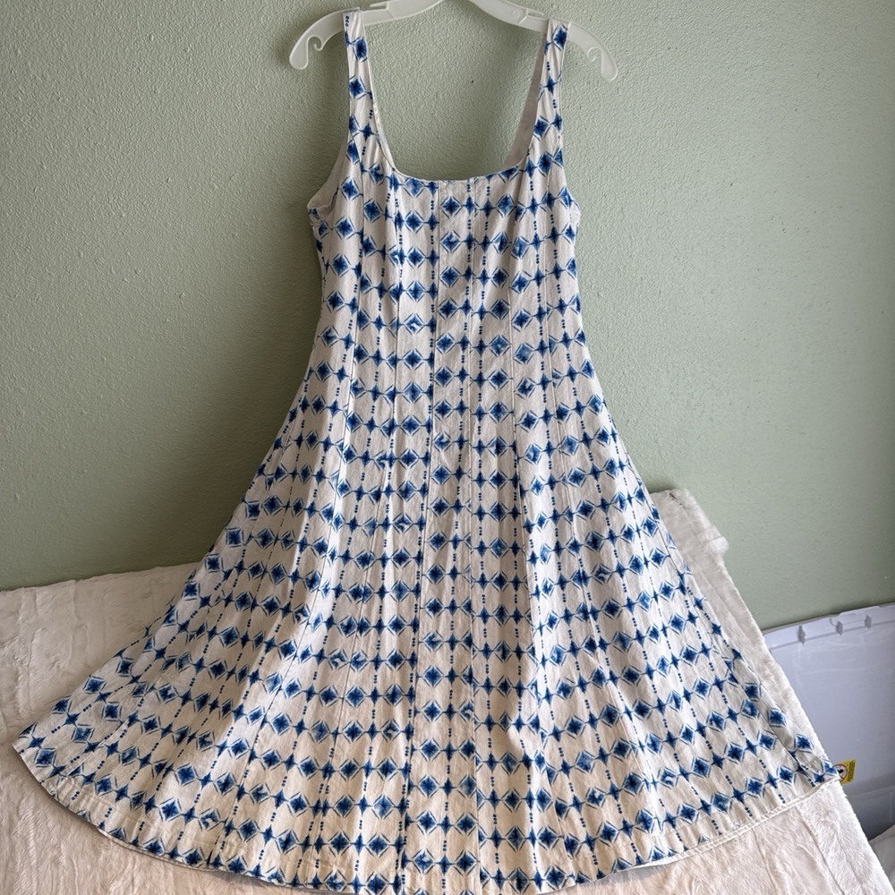 Christian Lacroix Tie Dye Linen Blend Lined MIDI Sun Dress M Quiet Luxury, Beach